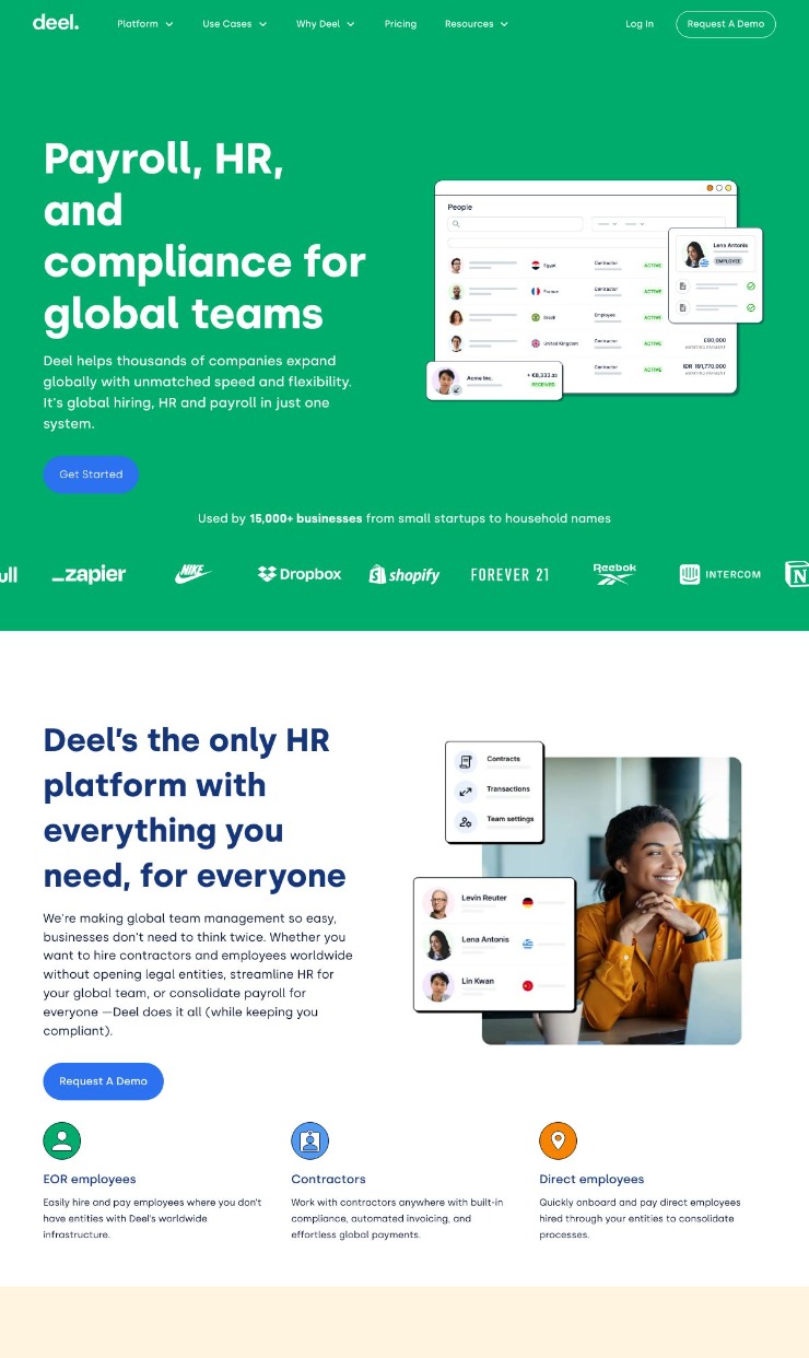 Deel — website design on Landdding