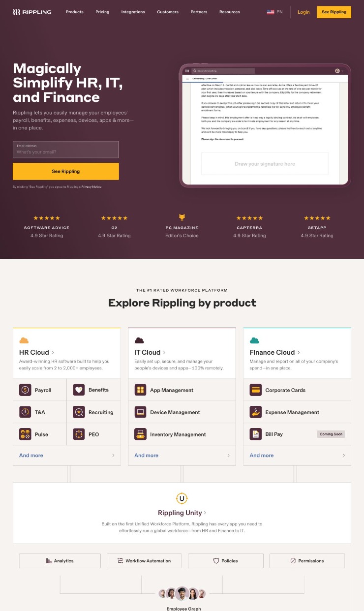 Rippling — website design on Landdding