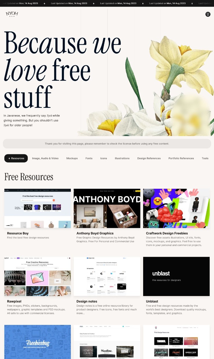 Nyoh - Collected Useful Website — website design on Landdding