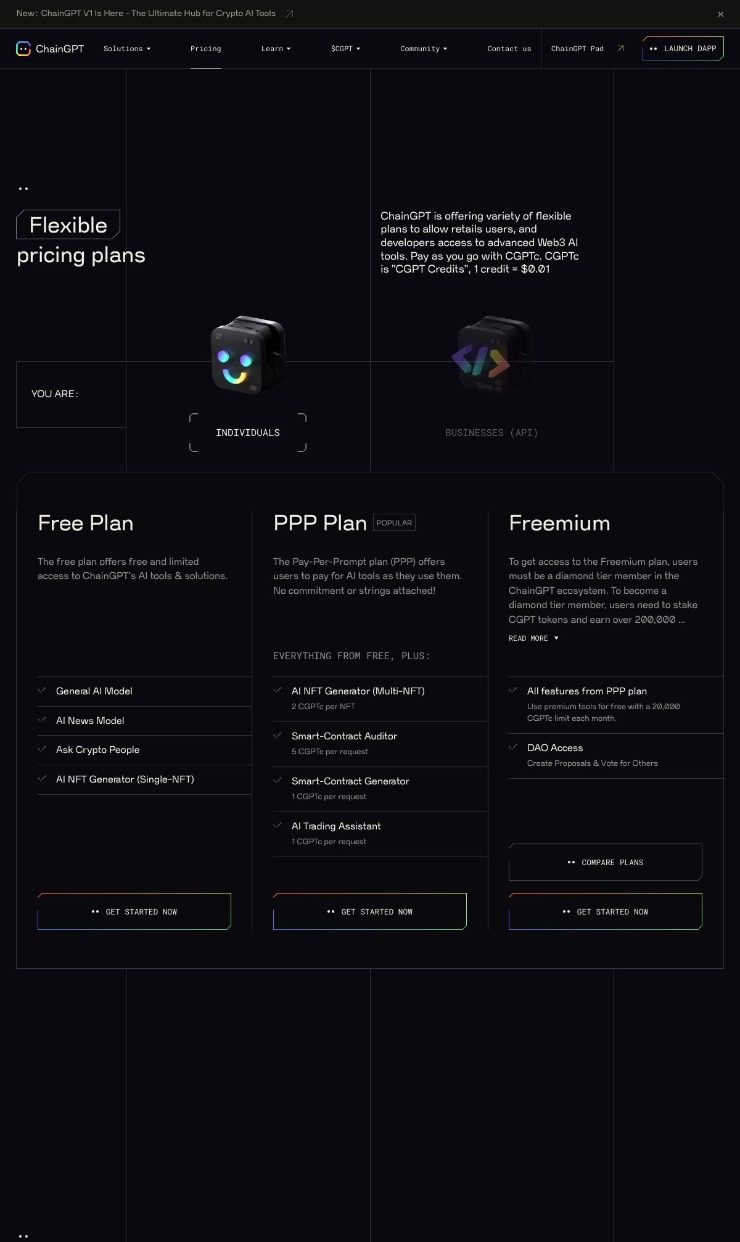 Chain GPT — website design on Landdding