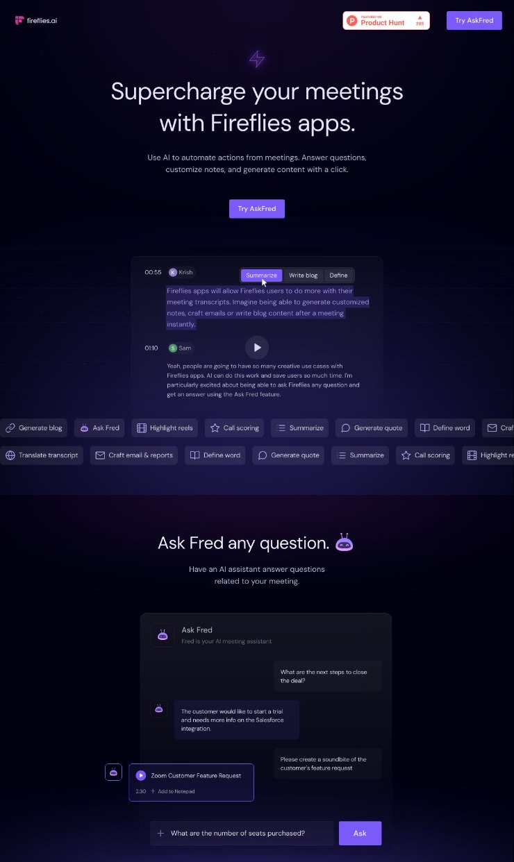 Fireflies — website design on Landdding