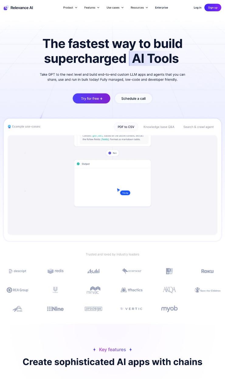 Relevance AI — website design on Landdding