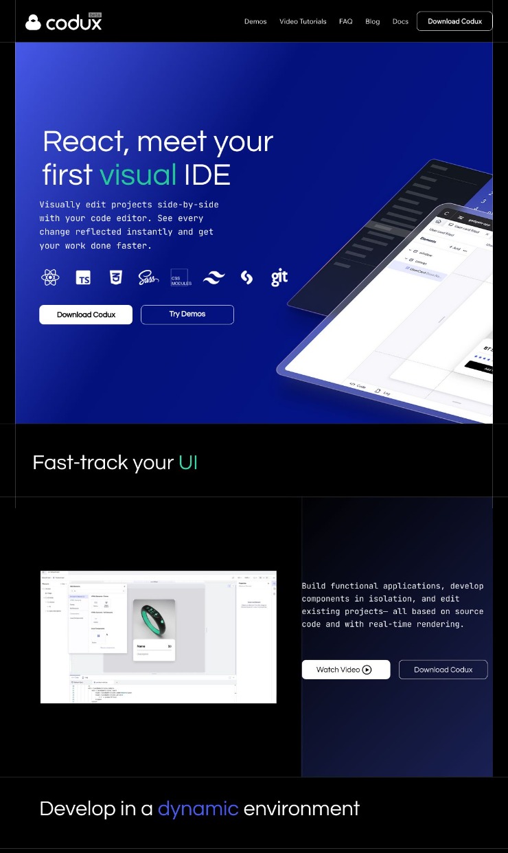 Codux — website design on Landdding