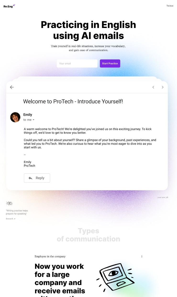 Reeng Email — website design on Landdding