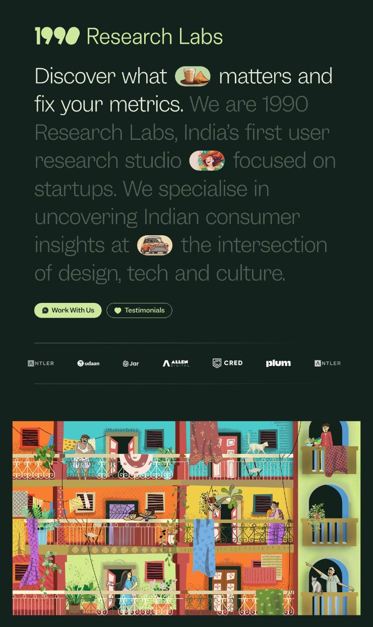 1990 Research Labs — website design on Landdding