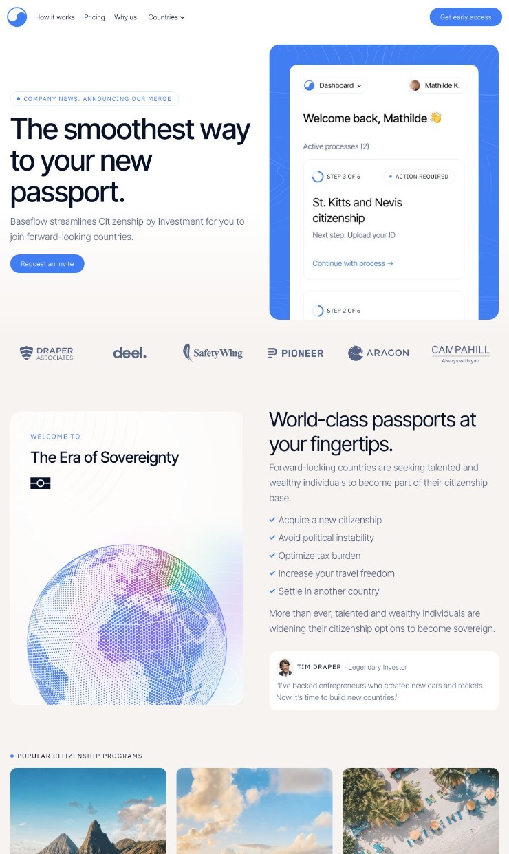 Baseflow — website design on Landdding