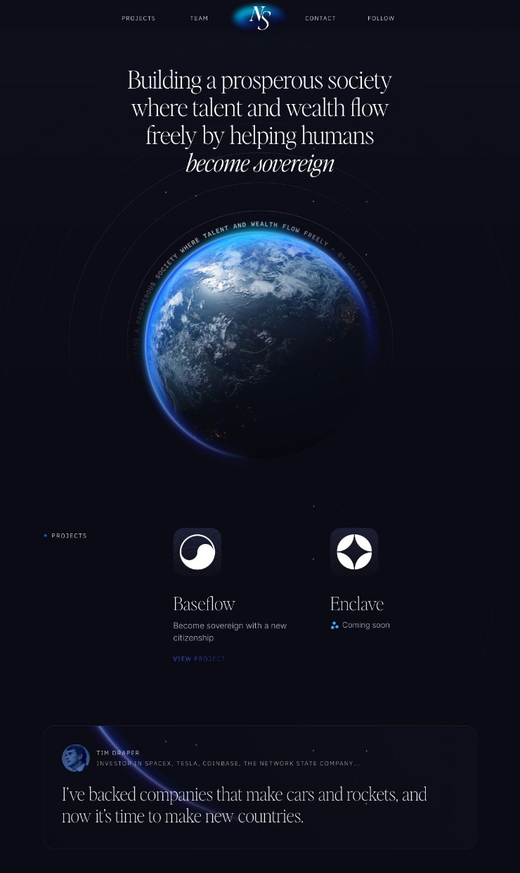 The Network State Company — website design on Landdding