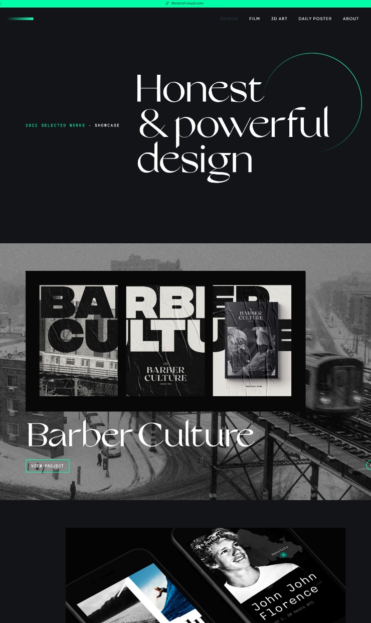 The Art of Visual — website design on Landdding
