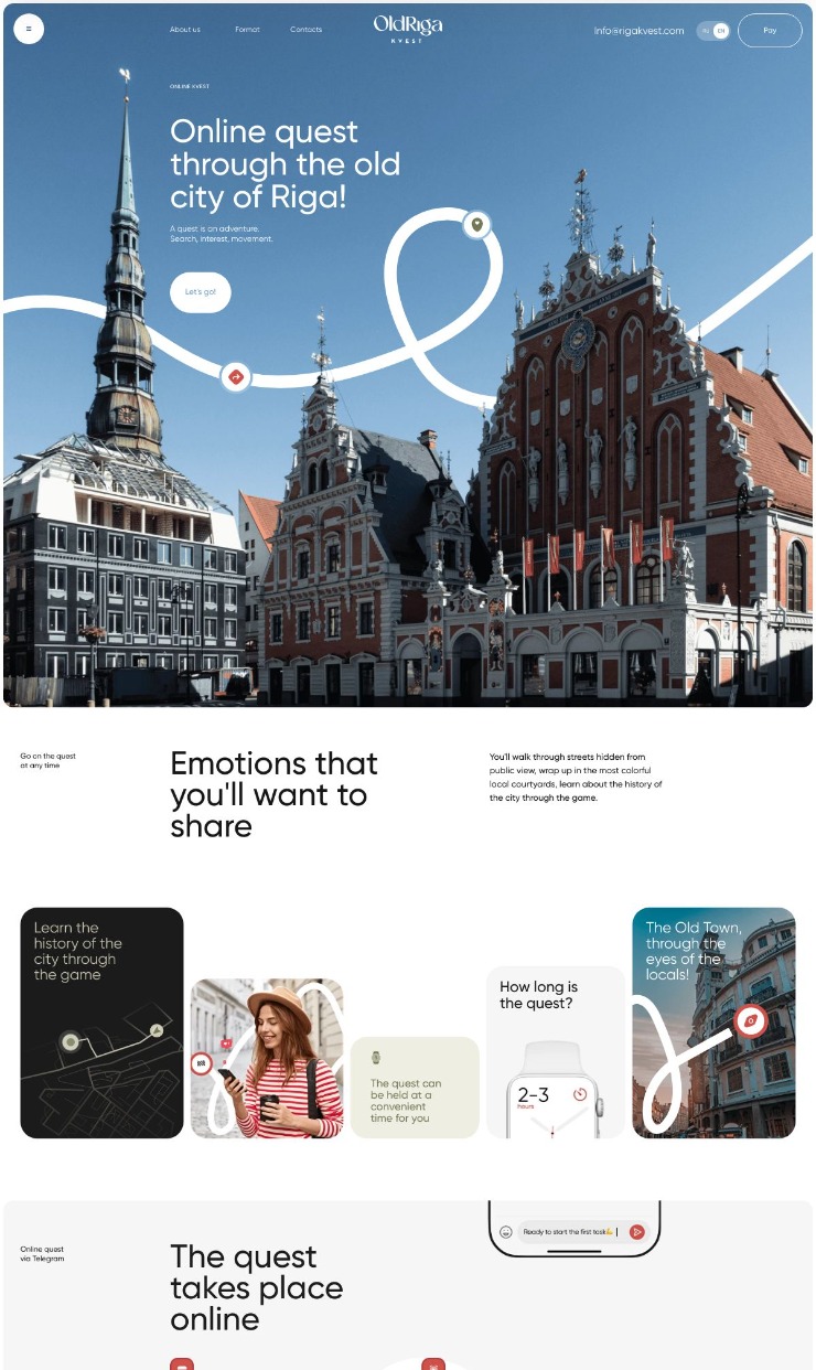 OldRiga Kvest — website design on Landdding