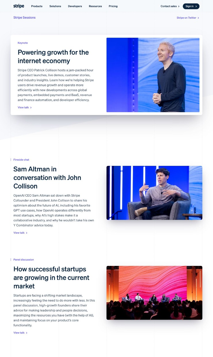 Stripe Sessions — website design on Landdding
