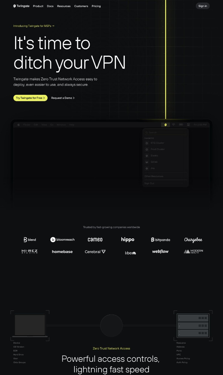 Twingate — website design on Landdding