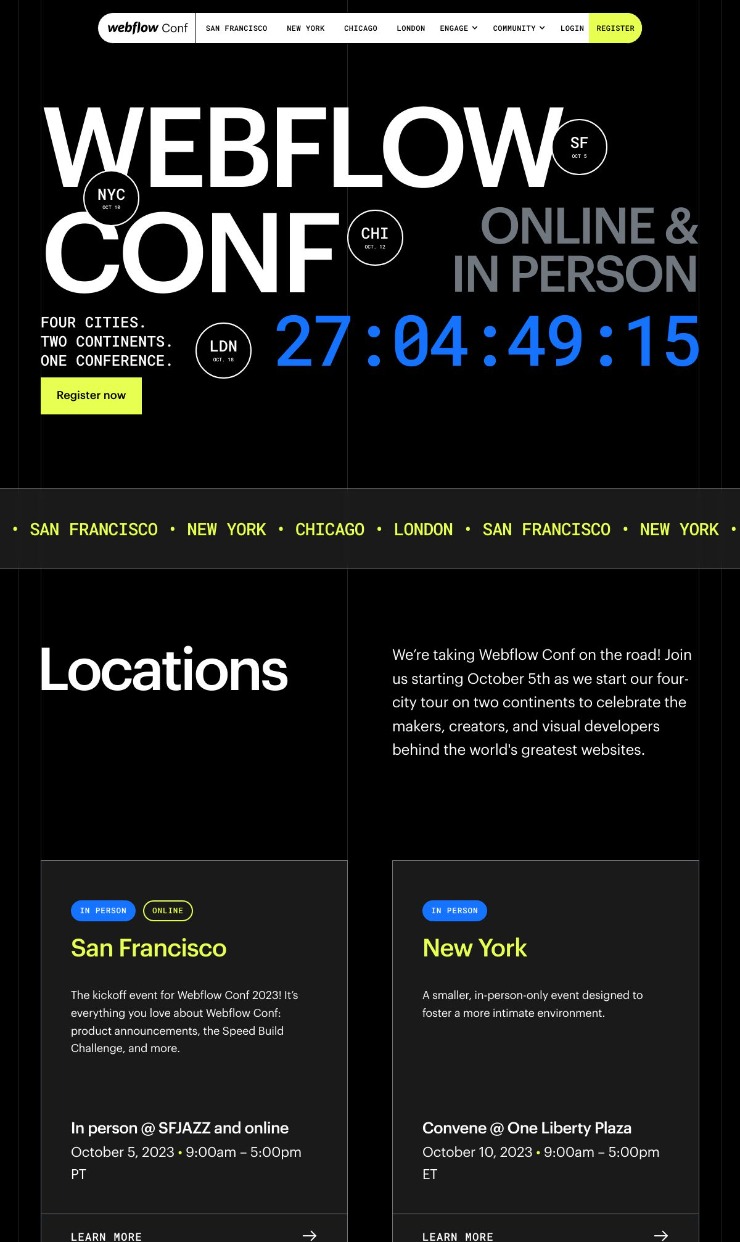 Webflow Conf — website design on Landdding