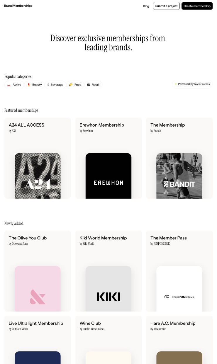 Brand Memberships — website design on Landdding