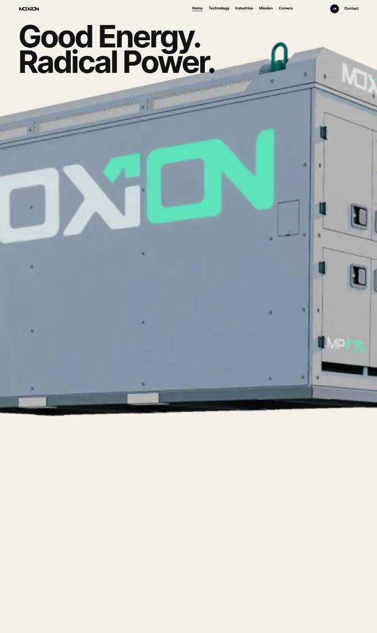 Moxion Power — website design on Landdding