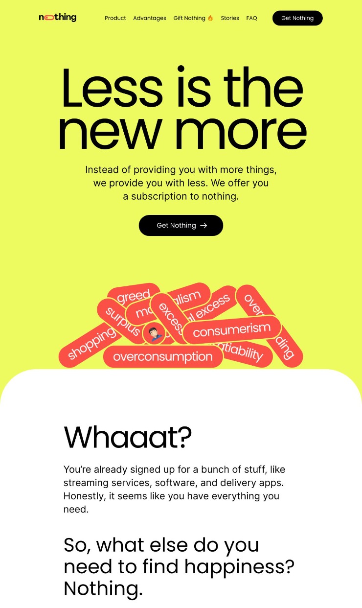 Get Nothing — website design on Landdding