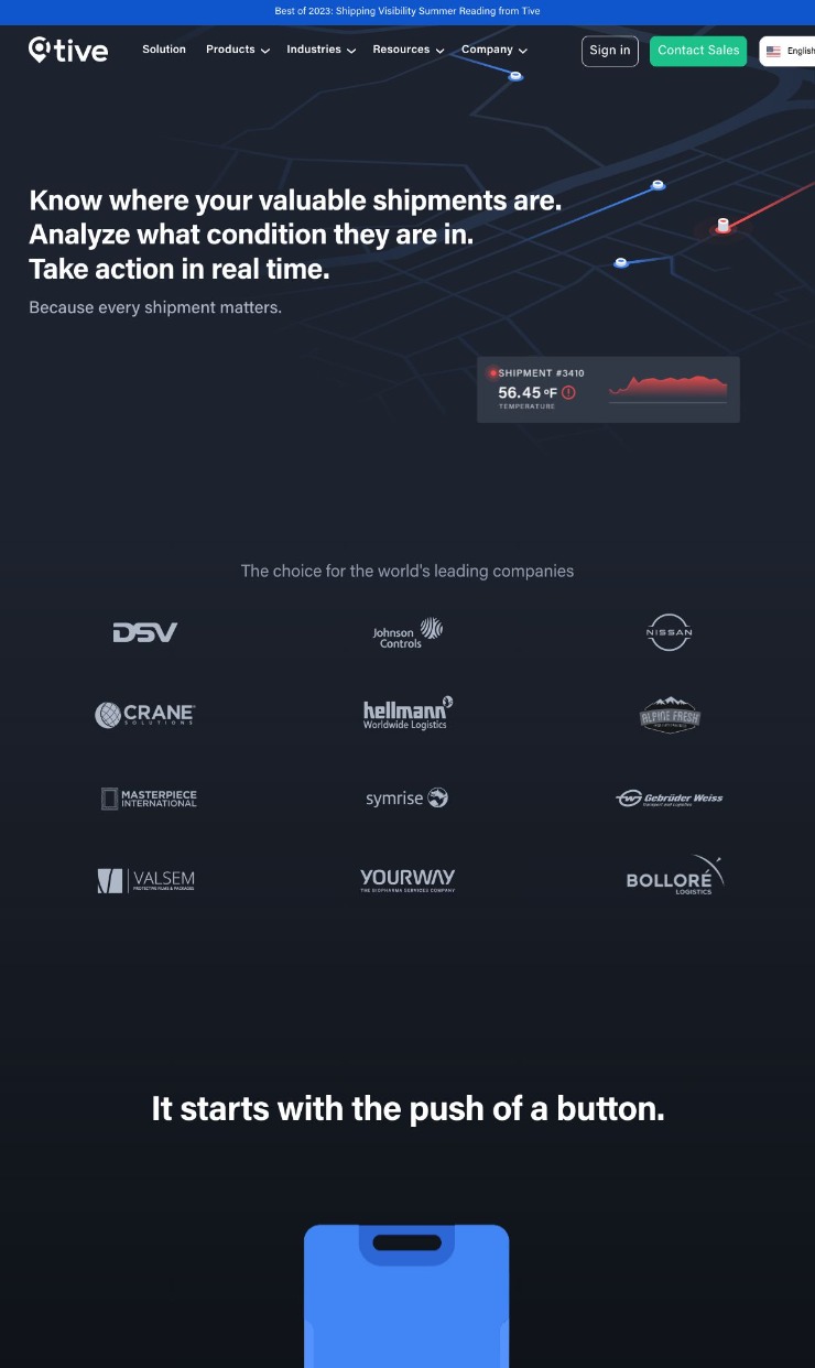Tive — website design on Landdding