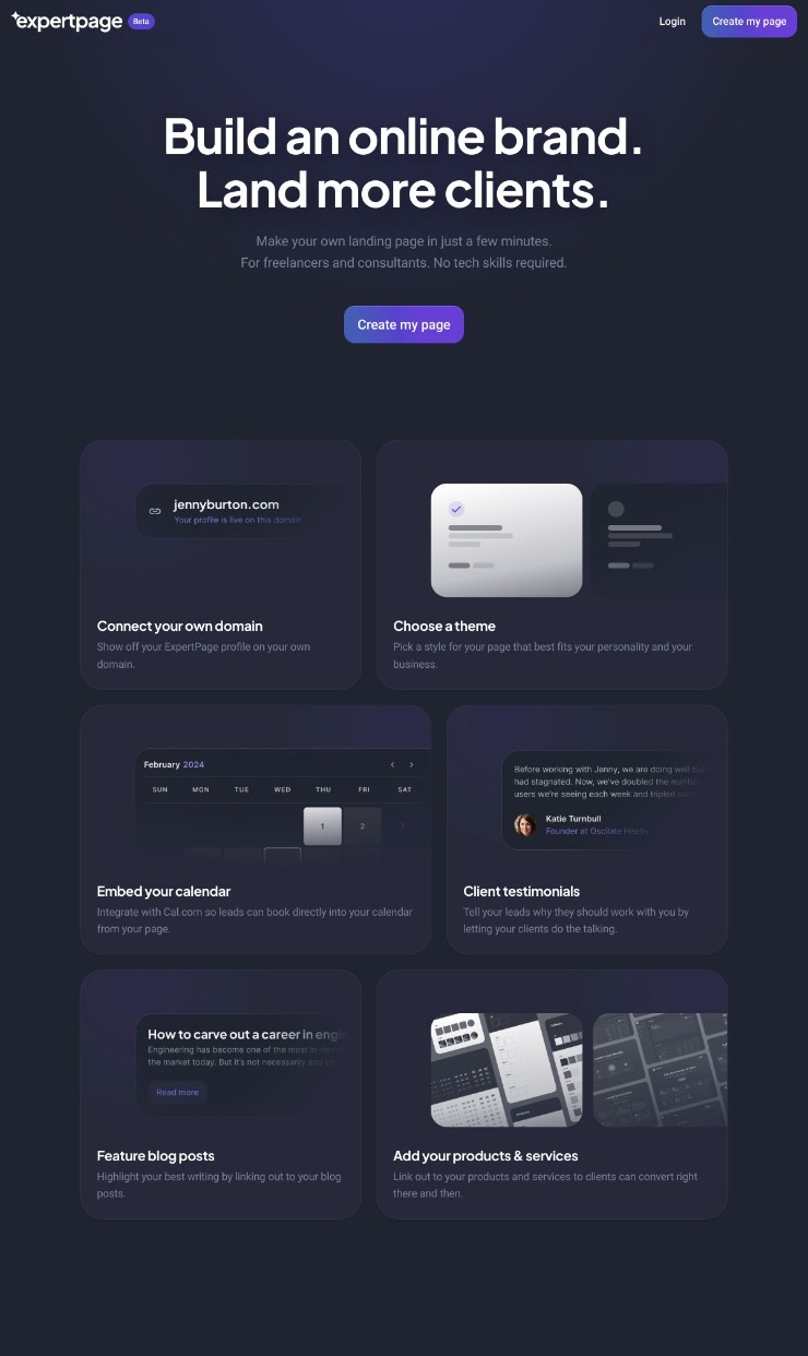 ExpertPage — website design on Landdding
