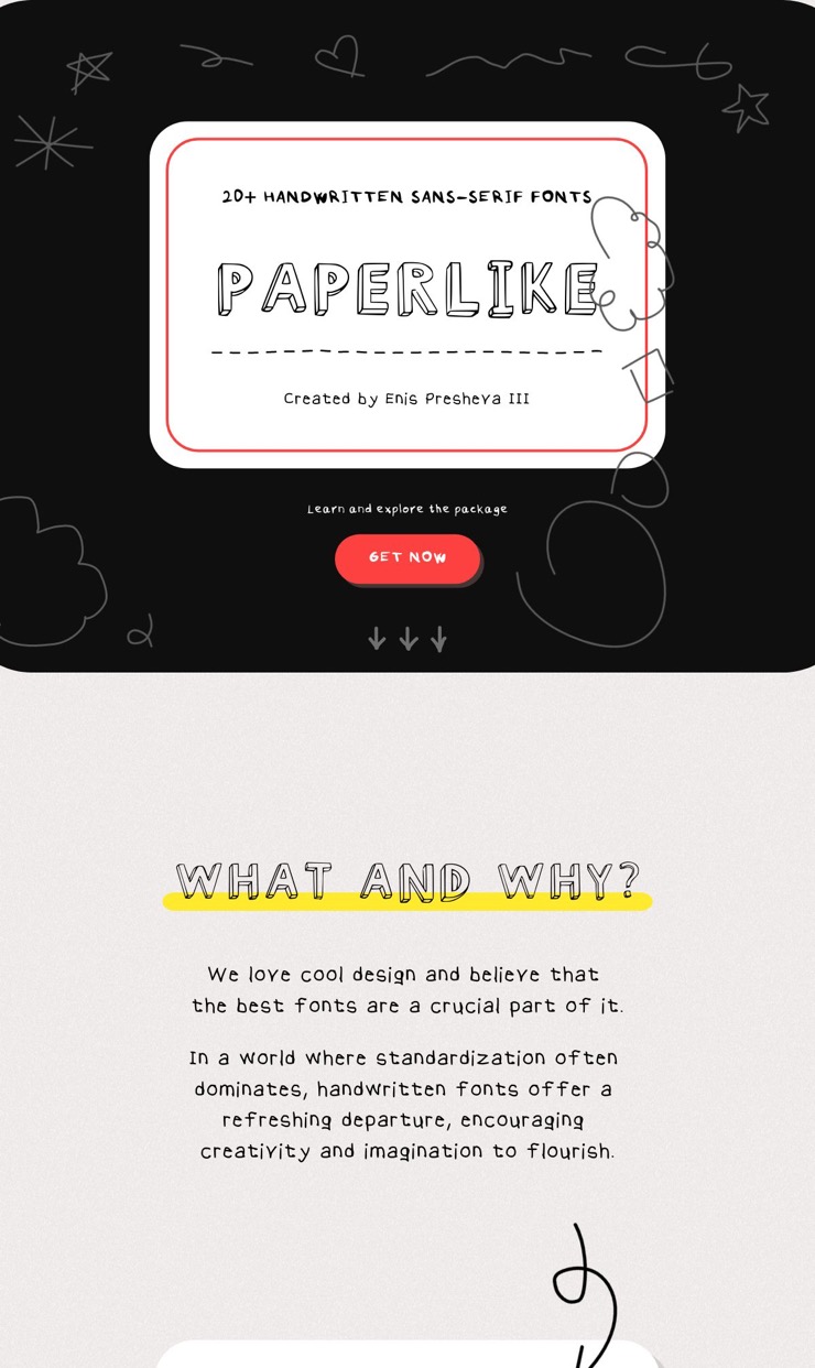 PAPERLIKE FONTS - 22+ Sans-Serif Handwritten Fonts — website design on Landdding