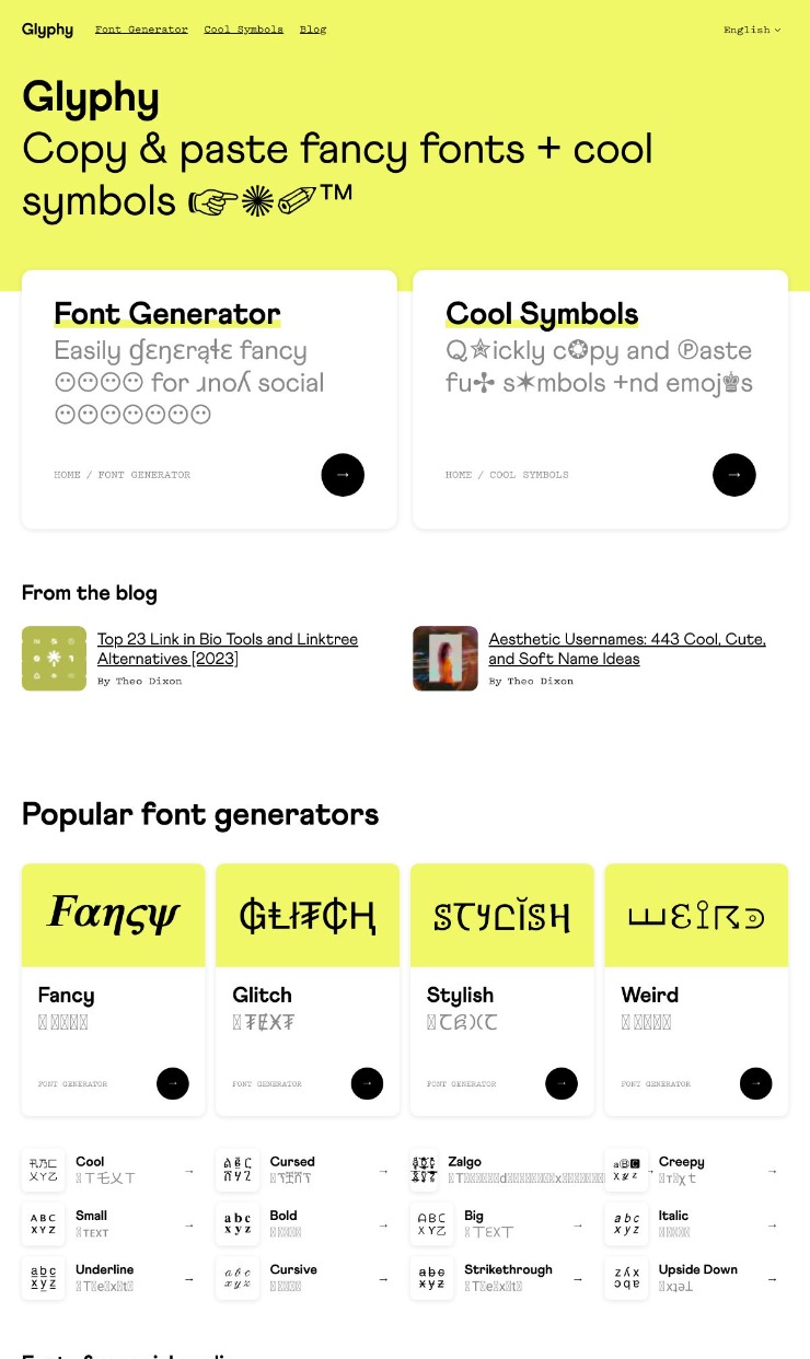 Glyphy — website design on Landdding