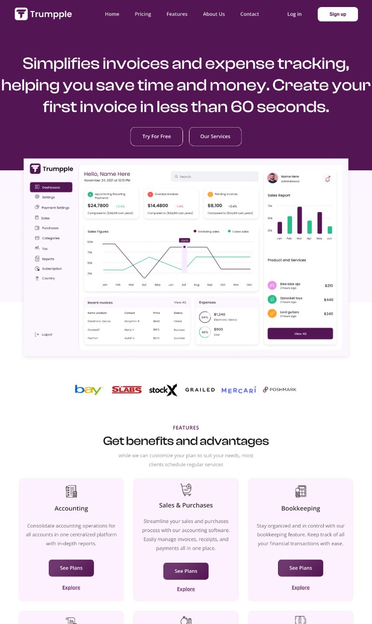 Trumpple — website design on Landdding