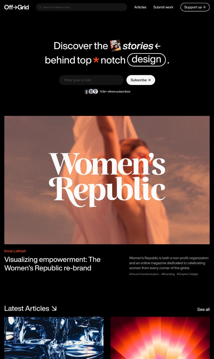Off Grid — website design on Landdding