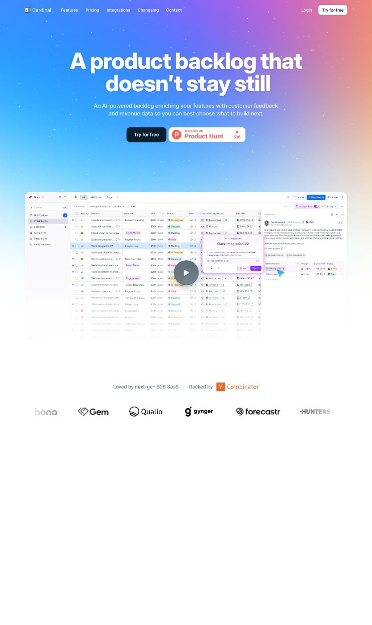 Cardinal — website design on Landdding