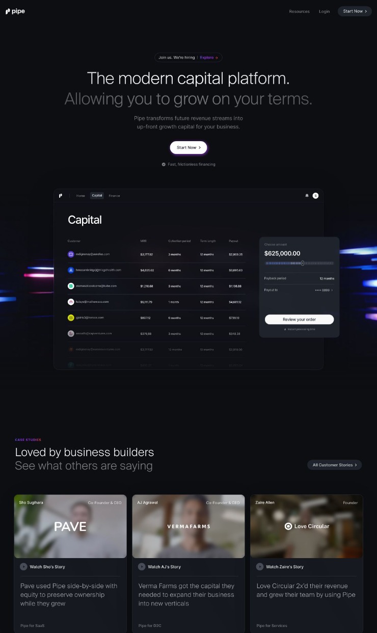 Pipe — website design on Landdding