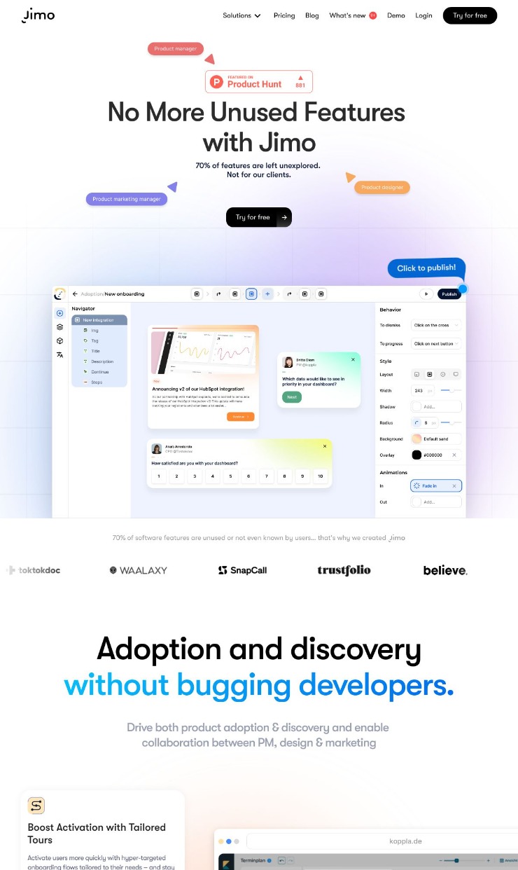 Jimo — website design on Landdding