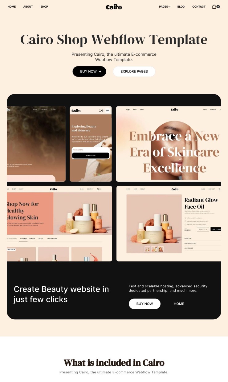Shop Webflow template – Cairo 🧡 — website design on Landdding