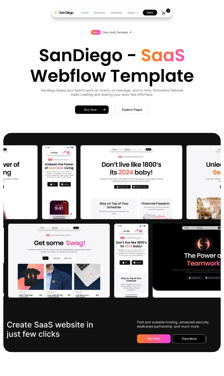 Webflow SaaS Template  — website design on Landdding