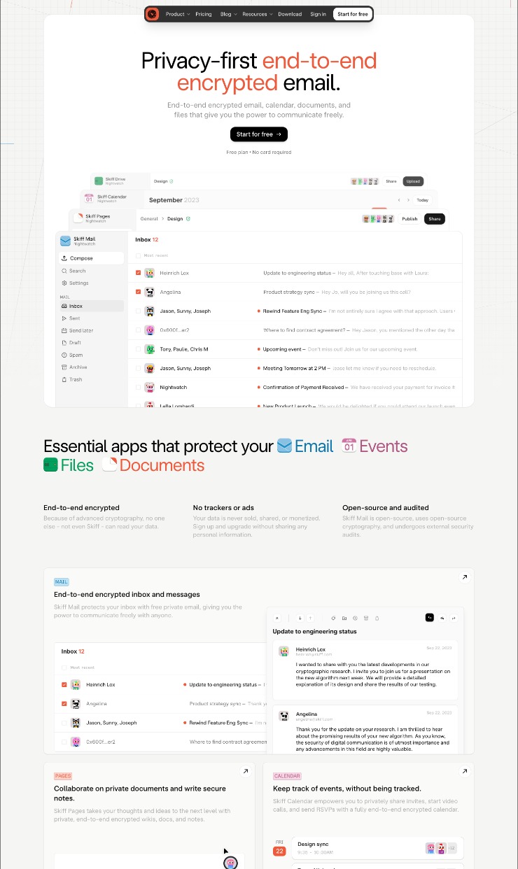 Skiff — website design on Landdding