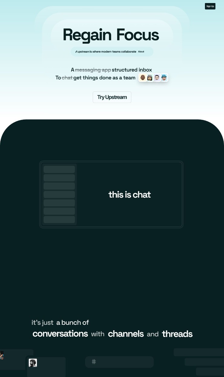 Upstream — website design on Landdding