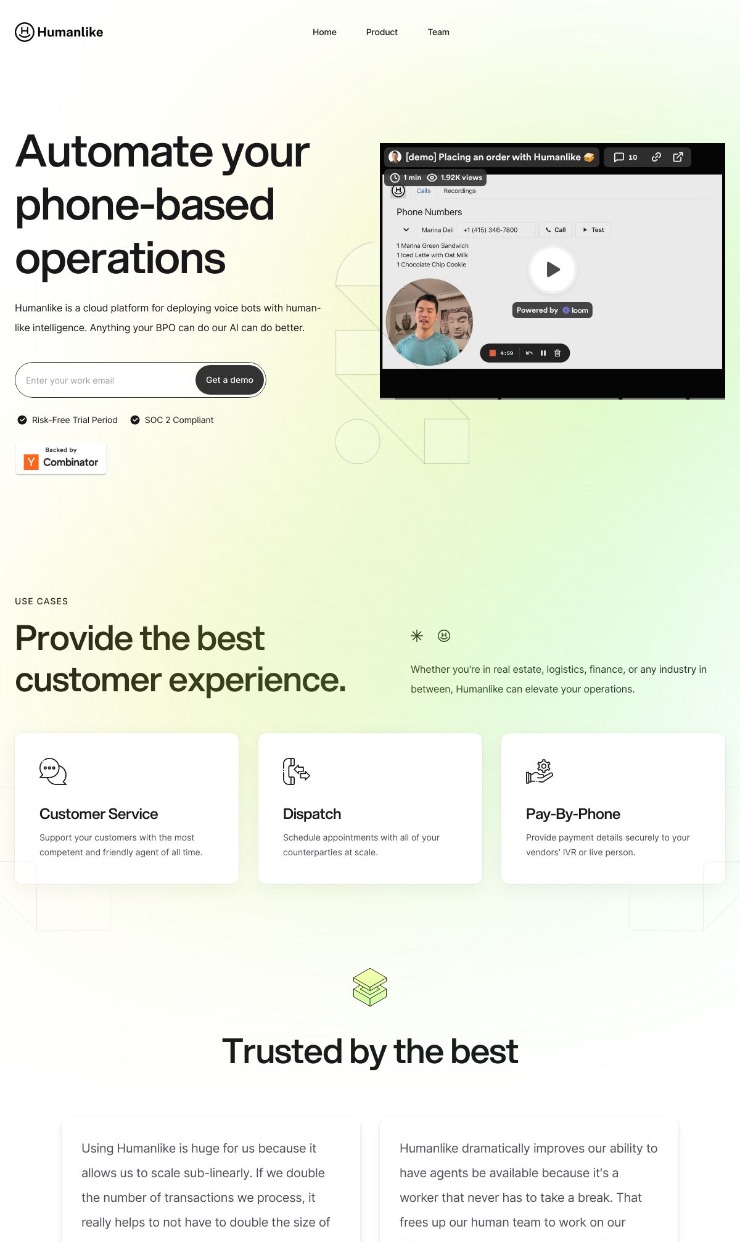 Humanlike — website design on Landdding