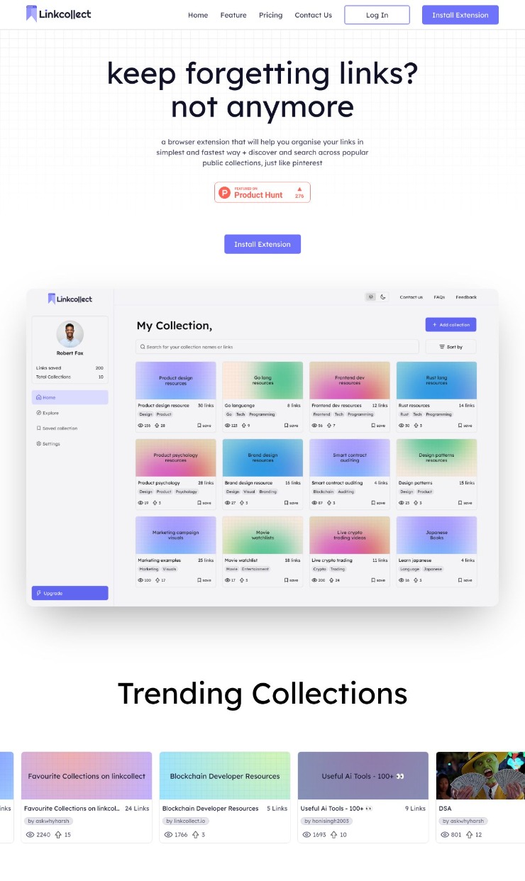 Linkcollect — website design on Landdding