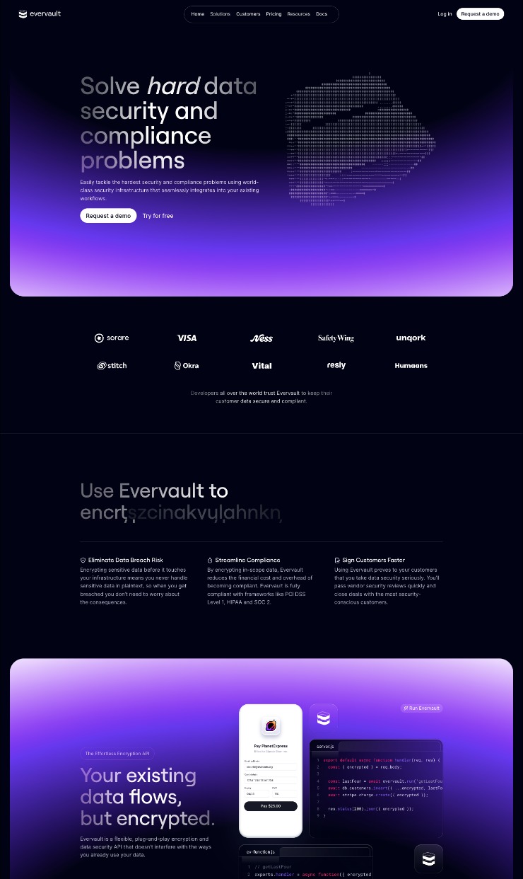 Evervault — website design on Landdding