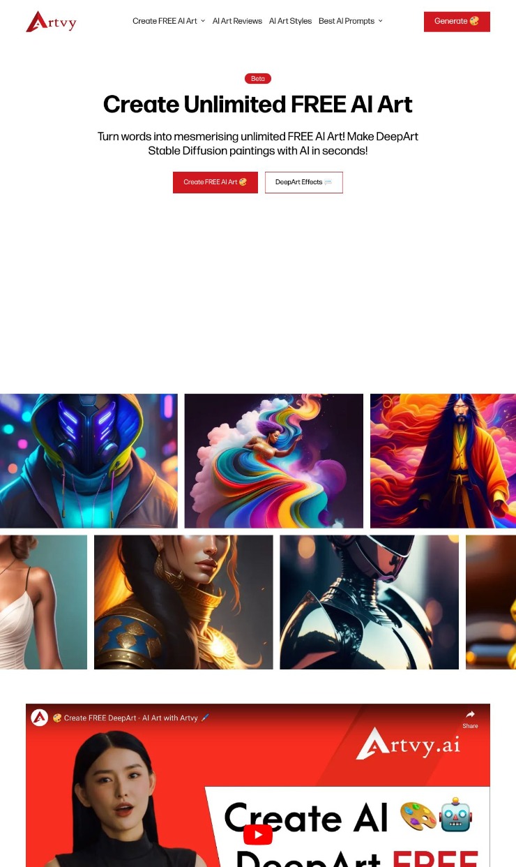 Create Unlimited FREE AI Art — website design on Landdding