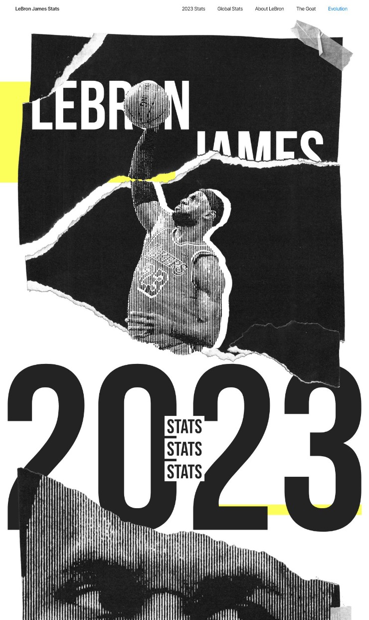 LeBron James Stats — website design on Landdding