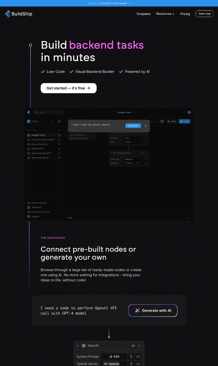 BuildShip — website design on Landdding