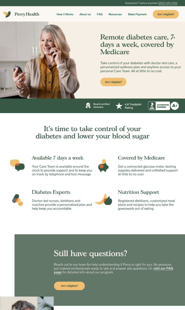 Perry Health — website design on Landdding