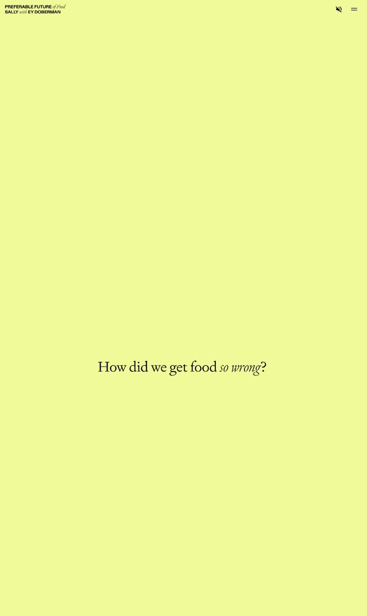 Preferable Future of Food — website design on Landdding