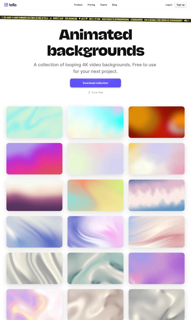 Animated Background — website design on Landdding