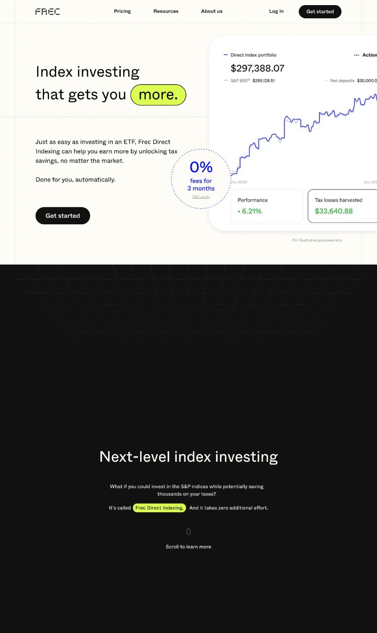 Frec — website design on Landdding