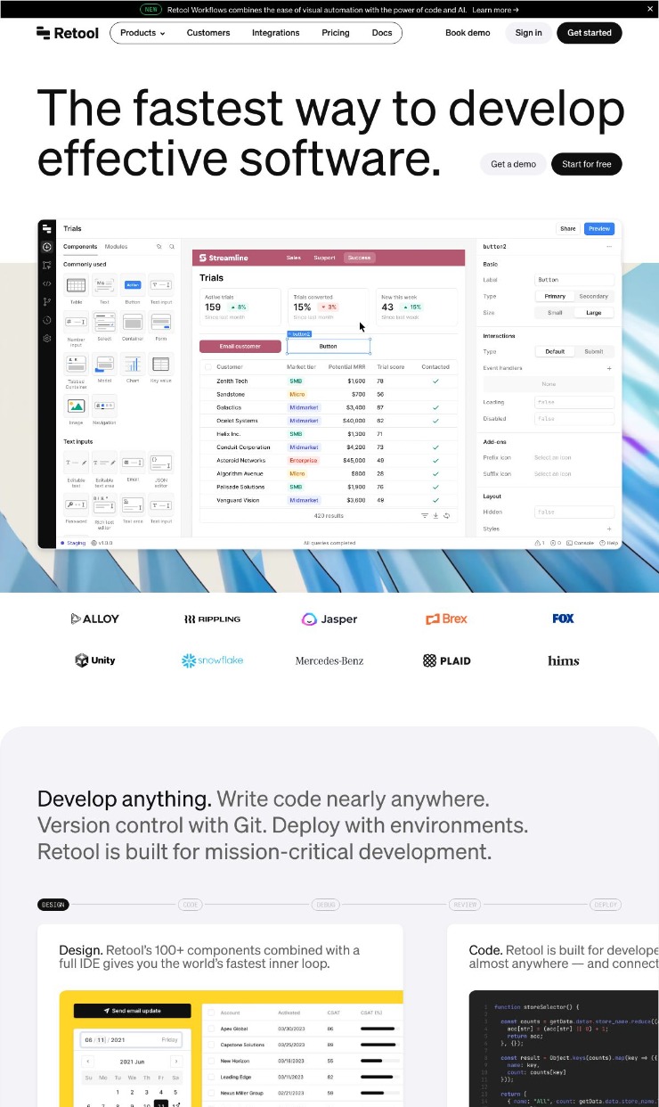 Retool — website design on Landdding