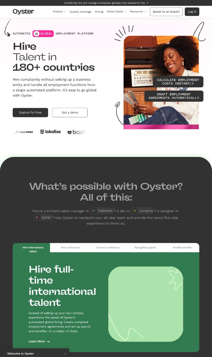 Oysterh — website design on Landdding