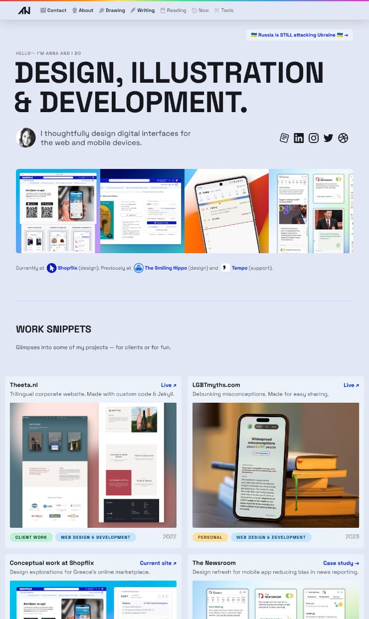 Anna Filou — website design on Landdding