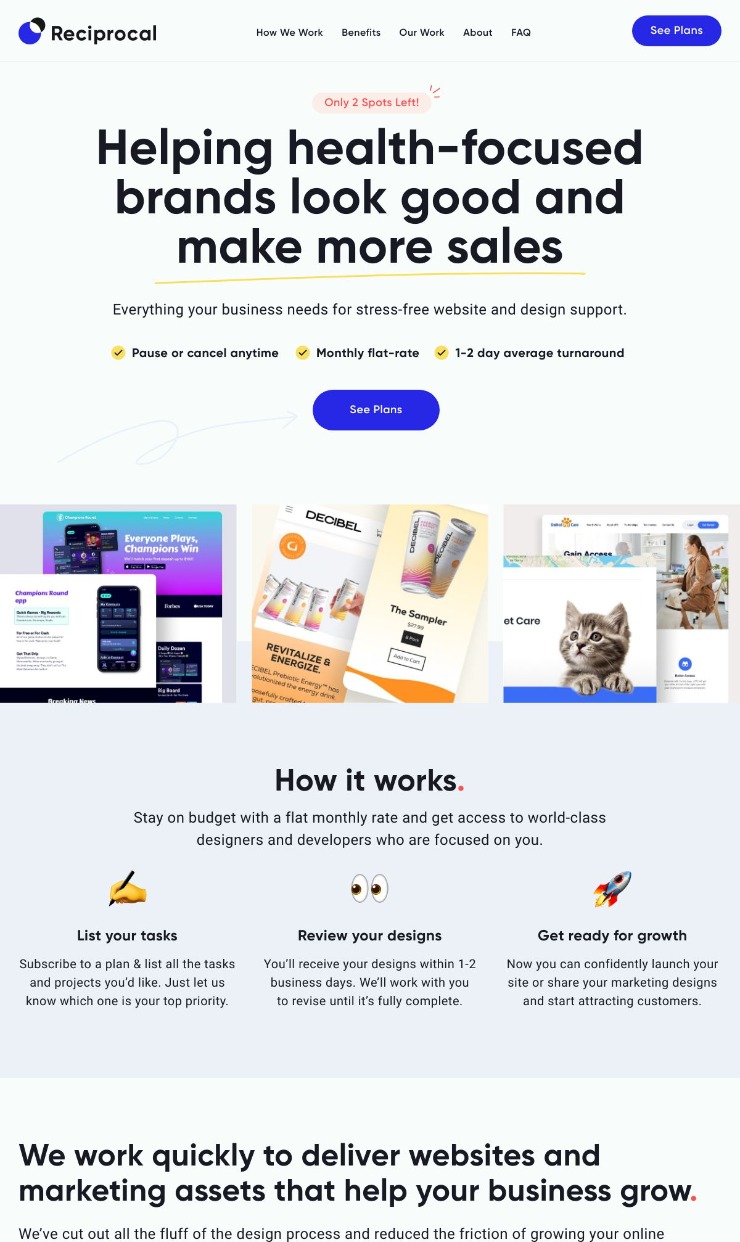 Reciprocal — website design on Landdding
