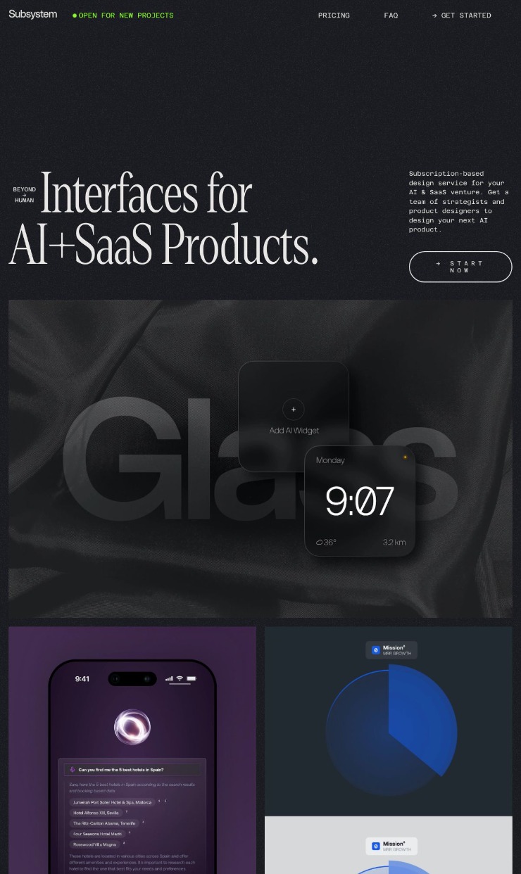 Subsystem — website design on Landdding