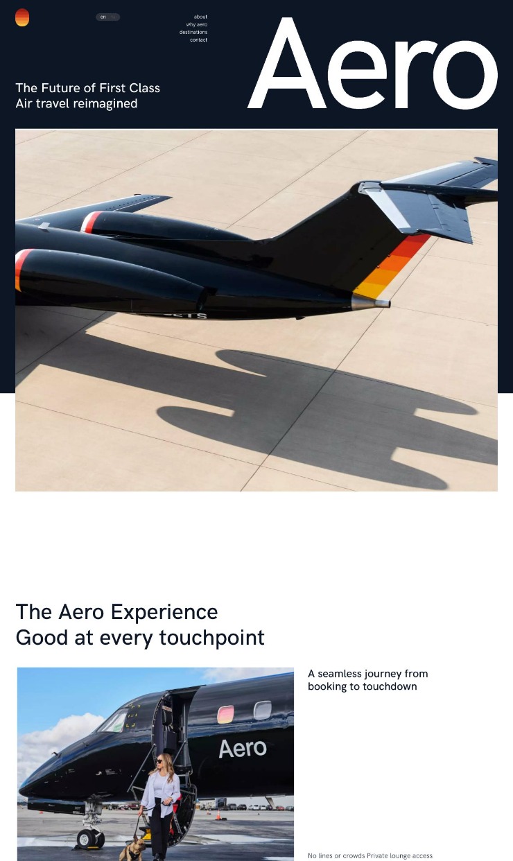 Aero — website design on Landdding