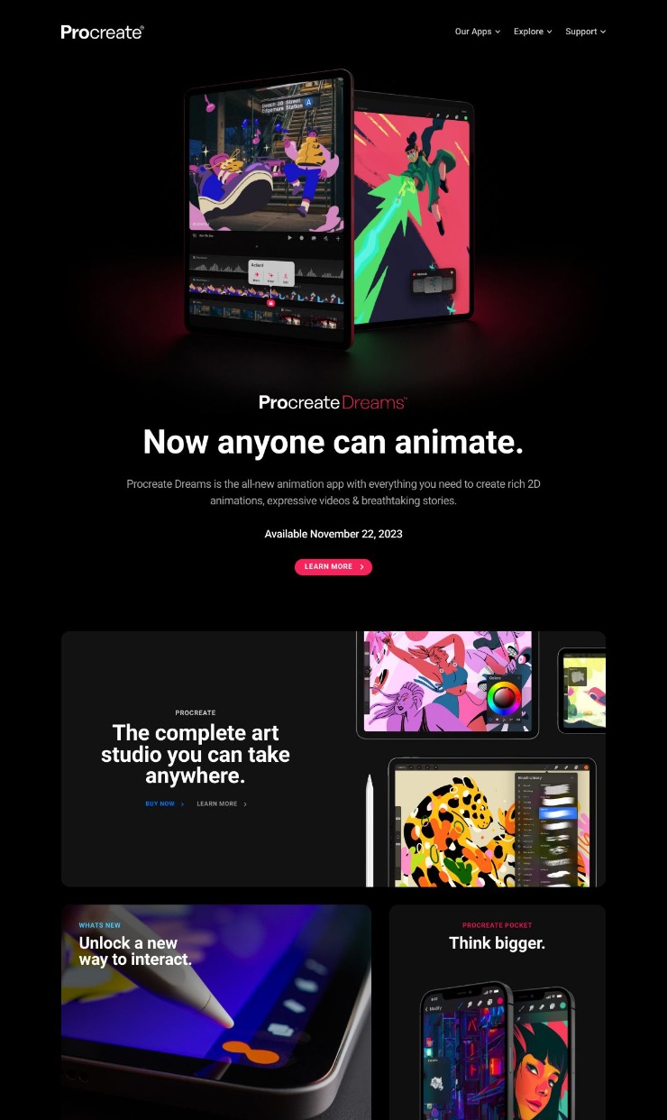 Procreate — website design on Landdding