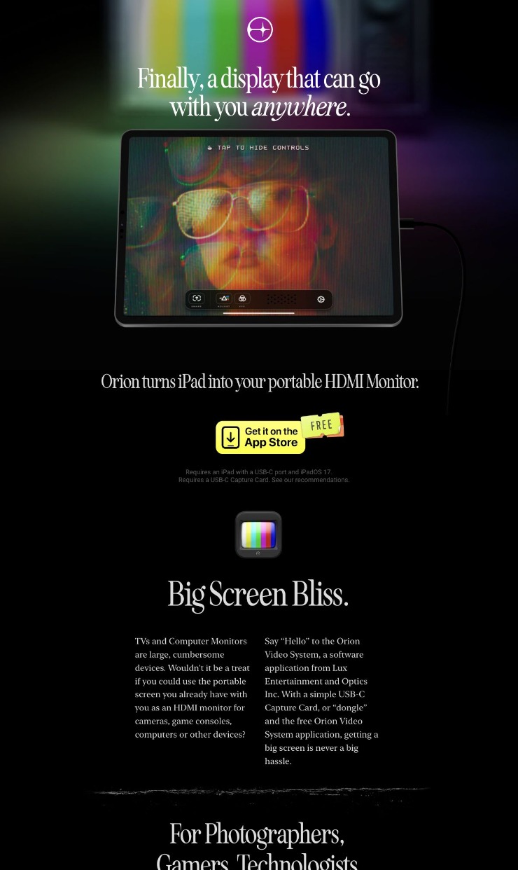 Orion — website design on Landdding